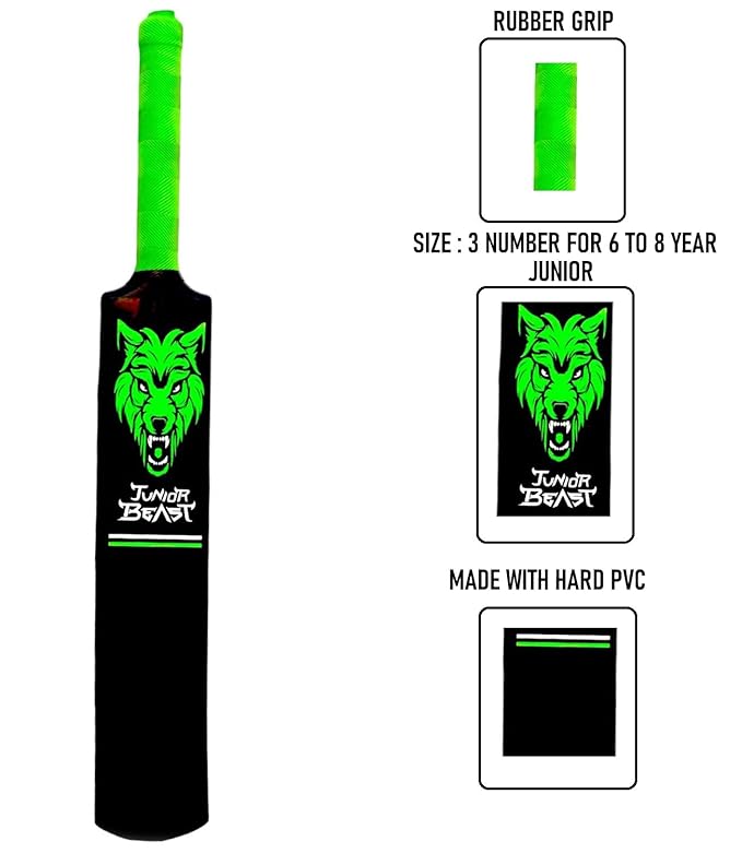 Lycan Junior Hard Plastic Cricket Bat Size 3, Age 6-8 Year Old Kids