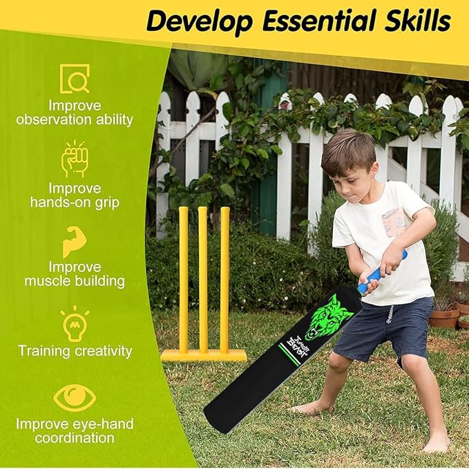 Lycan Junior Hard Plastic Cricket Bat Size 3, Age 6-8 Year Old Kids