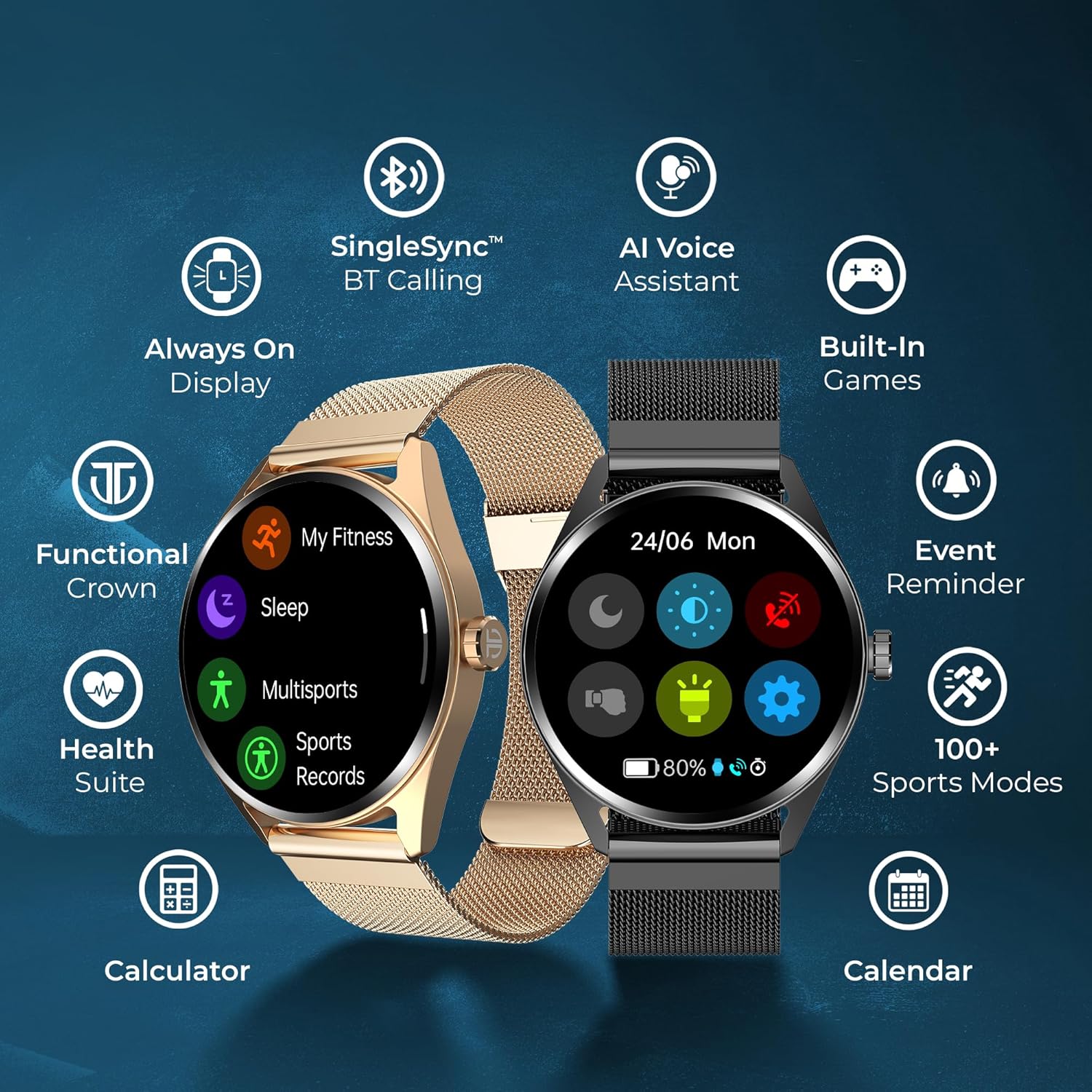 Titan Crest 1.43” AMOLED Smart Watch with BT Calling